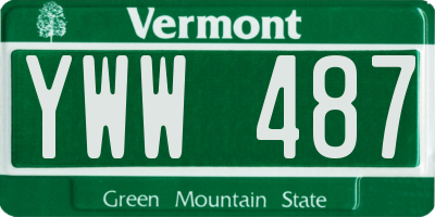 VT license plate YWW487