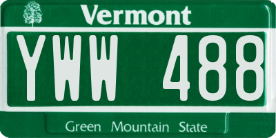 VT license plate YWW488