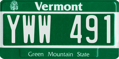 VT license plate YWW491