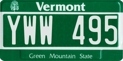 VT license plate YWW495