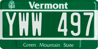 VT license plate YWW497