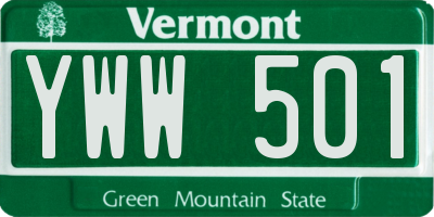 VT license plate YWW501