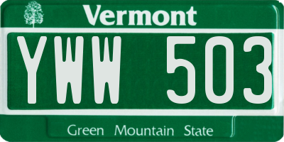 VT license plate YWW503