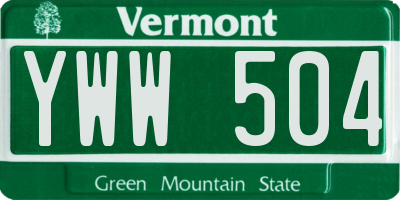 VT license plate YWW504