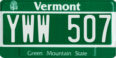 VT license plate YWW507