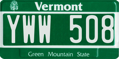 VT license plate YWW508