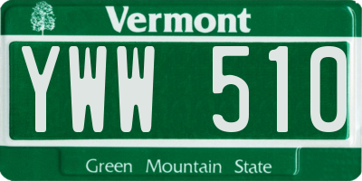 VT license plate YWW510