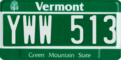 VT license plate YWW513