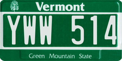 VT license plate YWW514