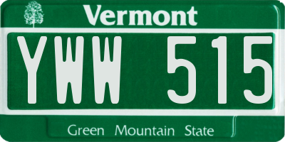 VT license plate YWW515