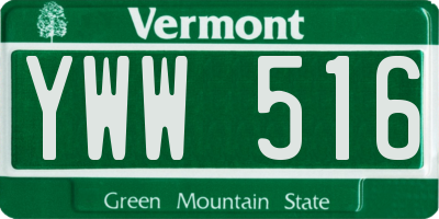 VT license plate YWW516
