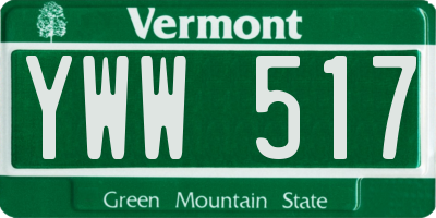 VT license plate YWW517