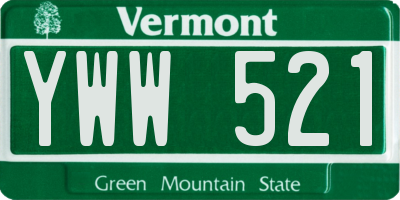 VT license plate YWW521