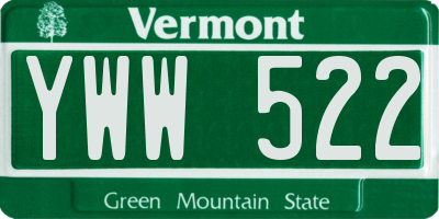VT license plate YWW522
