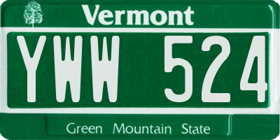 VT license plate YWW524