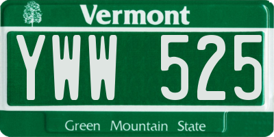 VT license plate YWW525