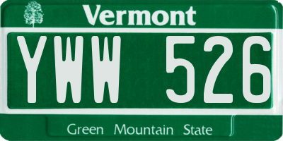VT license plate YWW526