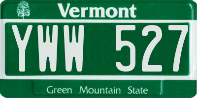 VT license plate YWW527
