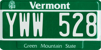 VT license plate YWW528