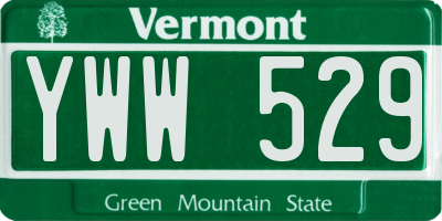 VT license plate YWW529