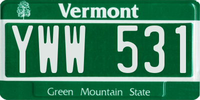 VT license plate YWW531