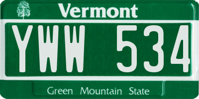 VT license plate YWW534