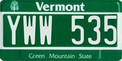 VT license plate YWW535