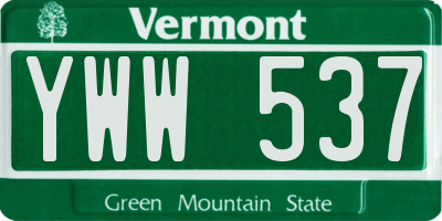 VT license plate YWW537