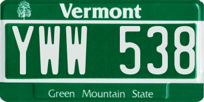 VT license plate YWW538