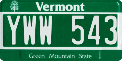 VT license plate YWW543