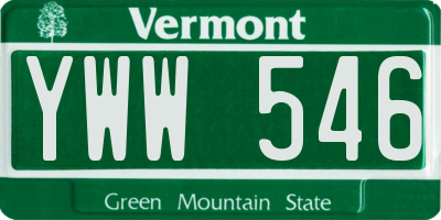 VT license plate YWW546