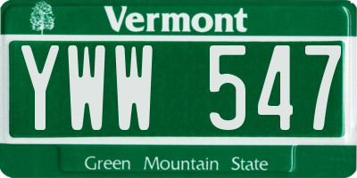 VT license plate YWW547