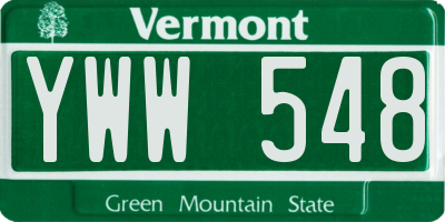 VT license plate YWW548
