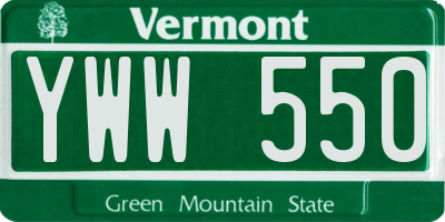 VT license plate YWW550