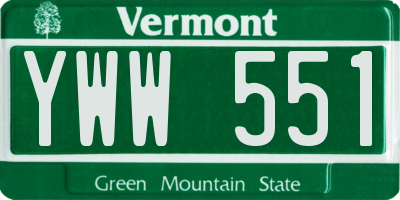 VT license plate YWW551