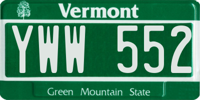 VT license plate YWW552