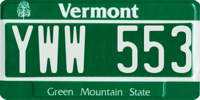 VT license plate YWW553