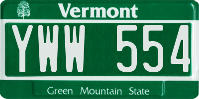 VT license plate YWW554