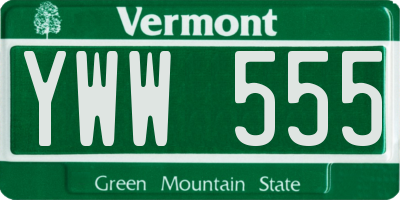 VT license plate YWW555