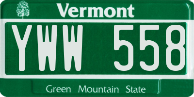 VT license plate YWW558