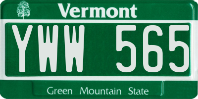 VT license plate YWW565