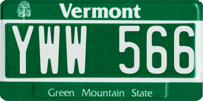 VT license plate YWW566