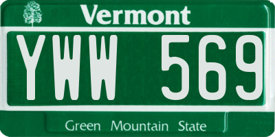 VT license plate YWW569