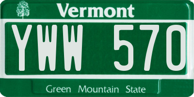 VT license plate YWW570
