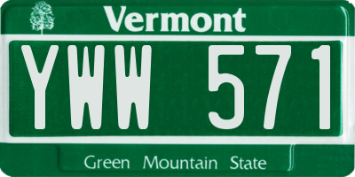 VT license plate YWW571