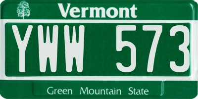 VT license plate YWW573