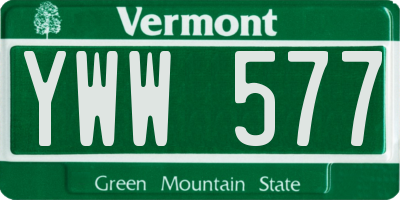 VT license plate YWW577