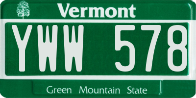 VT license plate YWW578