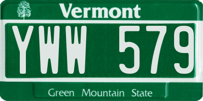 VT license plate YWW579