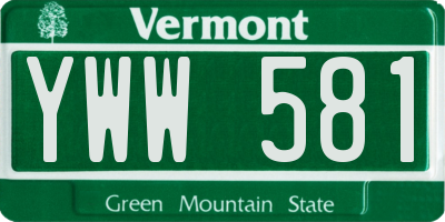 VT license plate YWW581